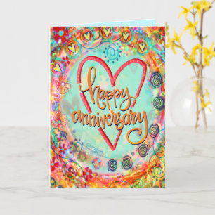 Cute Whimsical Floral Happy Anniversary Card