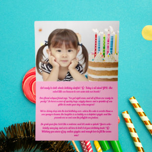 Cute Whimsical Floral Octopus Photo Kids Birthday Foil Greeting Card