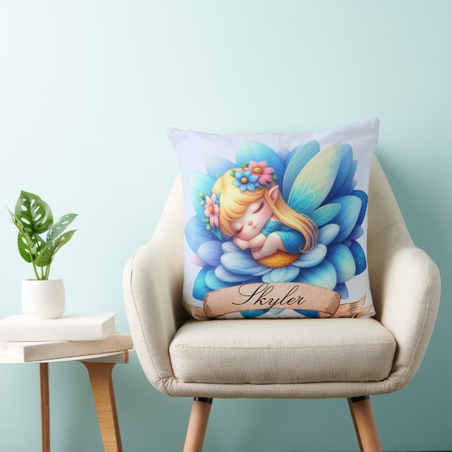 Cute Whimsical Floral Sweet Dreams Sleeping Fairy Cushion (Chair)