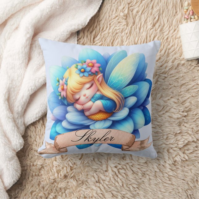 Cute Whimsical Floral Sweet Dreams Sleeping Fairy Cushion (Blanket)