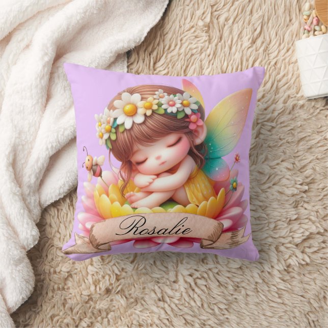 Cute Whimsical Floral Sweet Dreams Sleeping Fairy Cushion (Blanket)