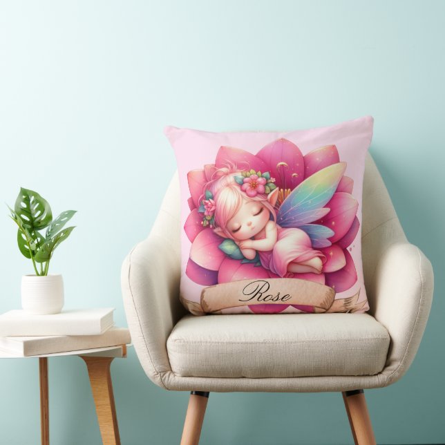 Cute Whimsical Floral Sweet Dreams Sleeping Fairy Cushion (Chair)