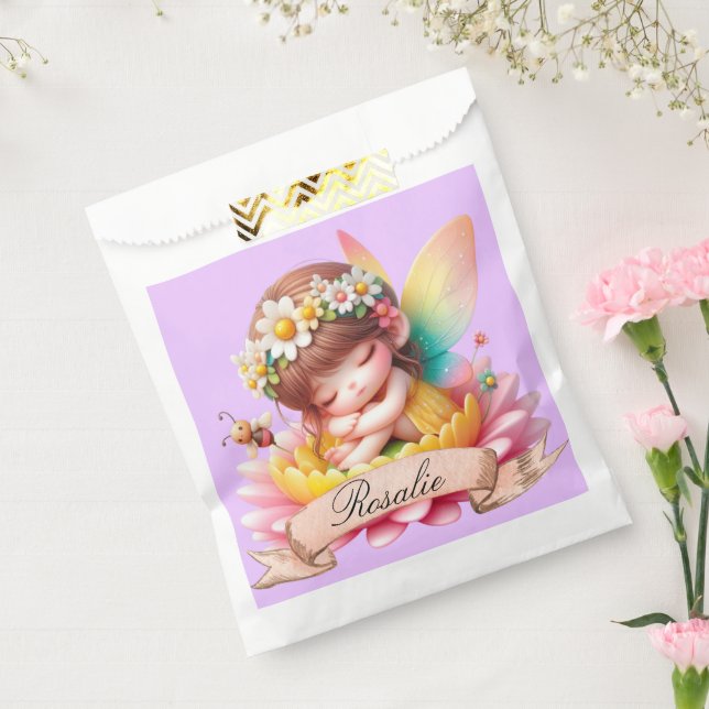 Cute Whimsical Floral Sweet Dreams Sleeping Fairy Favour Bags (Sealed)