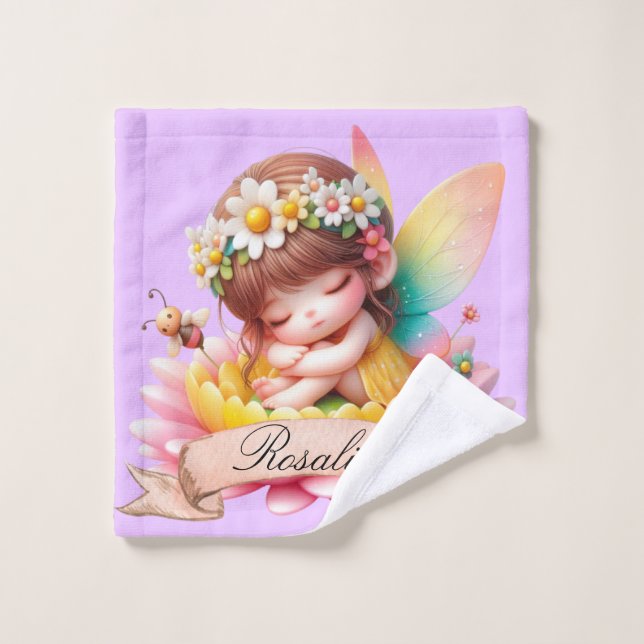 Cute Whimsical Floral Sweet Dreams Sleeping Fairy Wash Cloth (Wash Cloth)