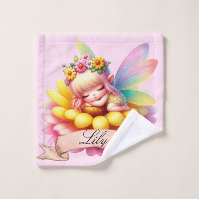 Cute Whimsical Floral Sweet Dreams Sleeping Fairy Wash Cloth (Wash Cloth)