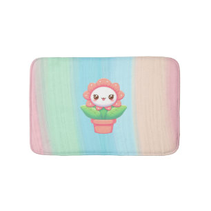 Cute, whimsical flower in pot bath mat