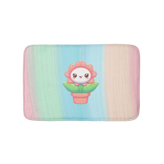 Cute, whimsical flower in pot bath mat (Front)