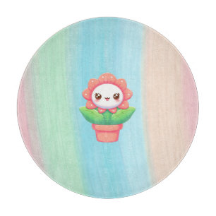 Cute, whimsical flower in pot cutting board