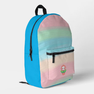 Cute, whimsical flower in pot printed backpack