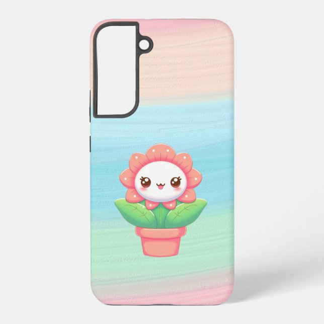 Cute, whimsical flower in pot samsung galaxy s22+ case (Back)