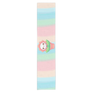 Cute, whimsical flower in pot short table runner