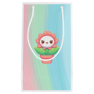Cute, whimsical flower in pot small gift bag