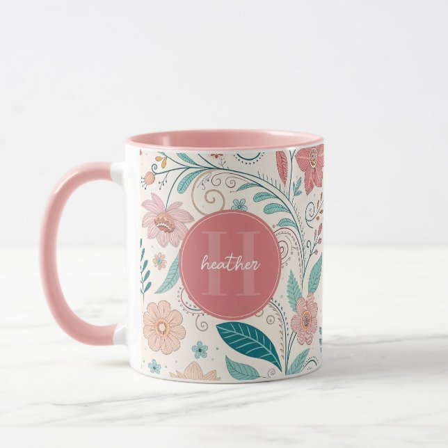 Cute Whimsical Flowers Mugs (Left)