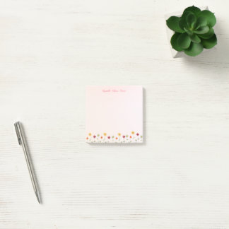 Cute Whimsical Flowers Pattern Pink Yellow Girly Post-it Notes