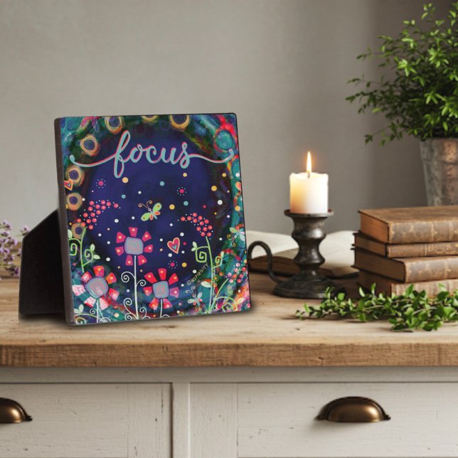 Cute Whimsical Focus Floral Dragonfly Inspirivity Plaque (Creator Uploaded)