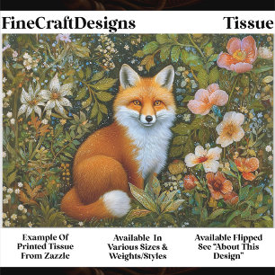 Cute Whimsical Forest Fox, Flowers ET9L Decoupage  Tissue Paper
