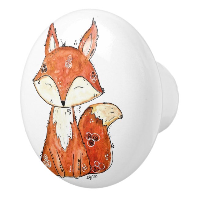 Cute Whimsical Fox Ceramic Knob (Right)