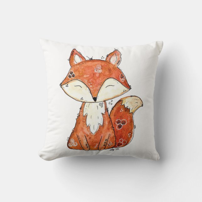 Cute Whimsical Fox Cushion (Front)