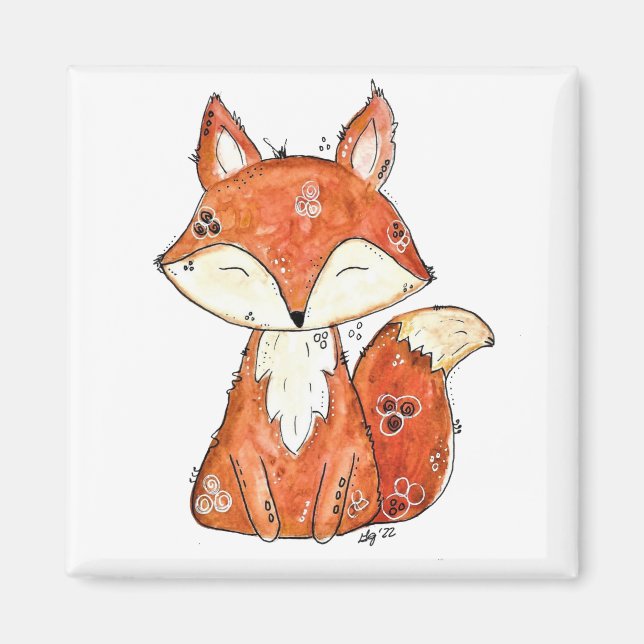 Cute Whimsical Fox Magnet (Front)
