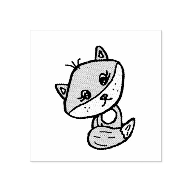 Cute Whimsical Fox Rubber Stamp (Imprint)