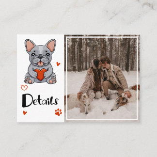 Cute Whimsical French Bulldog QR code Photo Enclosure Card