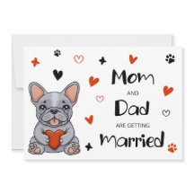 Cute Whimsical French Bulldog Wedding Invitation