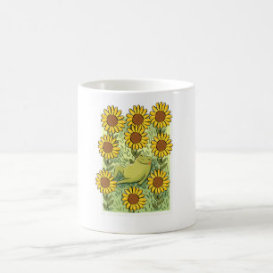Cute Whimsical Frog And Sunflowers Illustration Coffee Mug