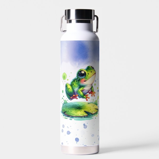 Cute Whimsical Frog | Funny Toad Pun Water Bottle (Front)