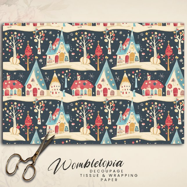 Cute Whimsical Fun & Festive Christmas Village Tissue Paper (Creator Uploaded)