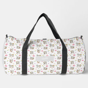 Cute Whimsical Funny Gym Cat Duffle Bag