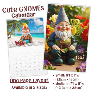 Cute Whimsical Garden Gnome Art Calendar