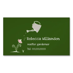Cute Whimsical Gardening Services & QR Code Magnetic Business Card
