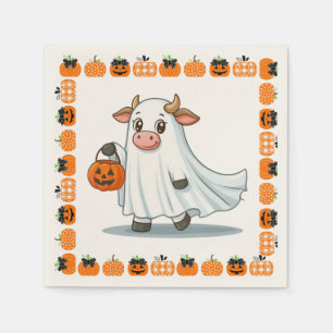 Cute, whimsical, ghost cow napkin