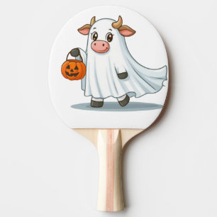 Cute, whimsical, ghost cow ping pong paddle