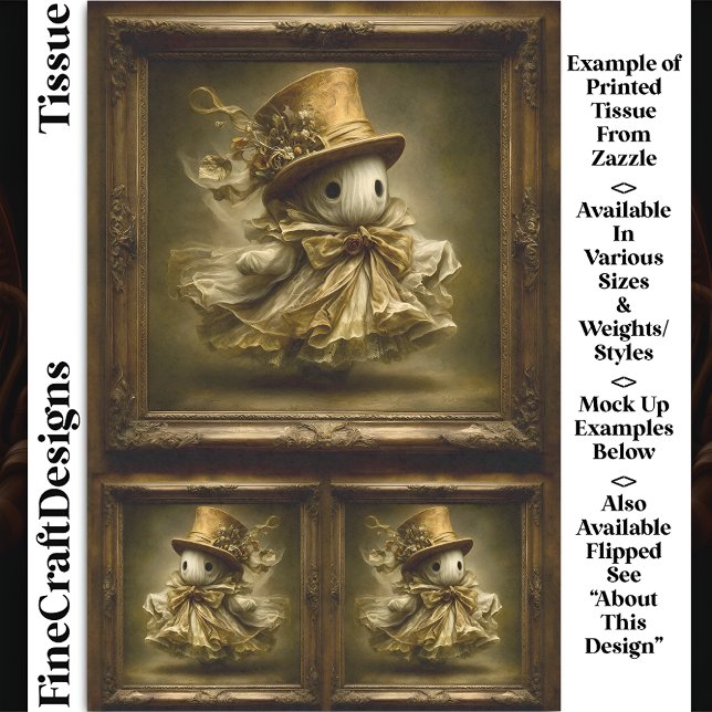 Cute Whimsical Ghost Vintage Frame DU3R Decoupage Tissue Paper (Creator Uploaded)