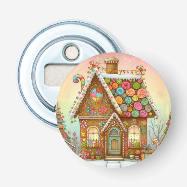 Cute, whimsical gingerbread house bottle opener (Front)