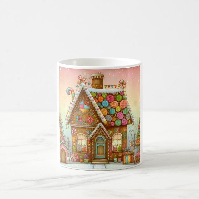 Cute, whimsical gingerbread house coffee mug (Center)