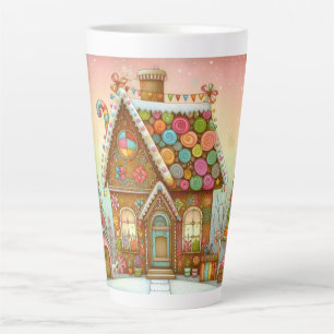 Cute, whimsical gingerbread house latte mug
