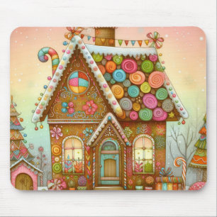 Cute, whimsical gingerbread house mouse mat