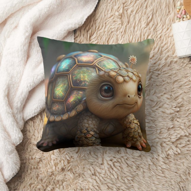 Cute Whimsical Glowing Glittery Turtle Nursery Cushion (Blanket)
