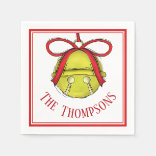 Cute Whimsical Gold Bell Custom Family Napkin