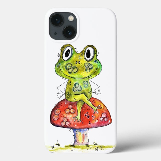 Cute Whimsical Green Frog on Toadstool Case-Mate iPhone Case (Back)