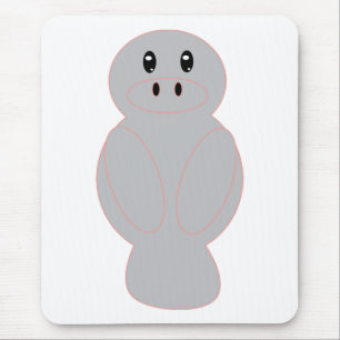 Cute Whimsical Grey Manatee Sea Cow Design Mouse Mat
