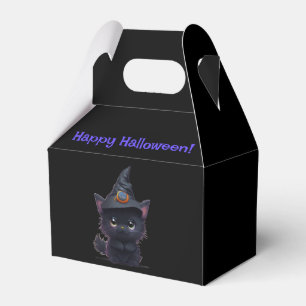 Cute whimsical Halloween black cat Favour Box