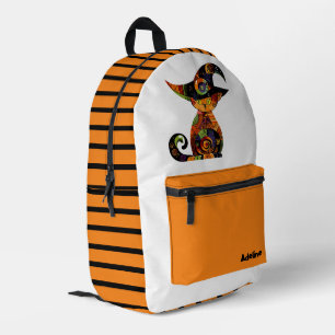 Cute/Whimsical Halloween cat Printed Backpack