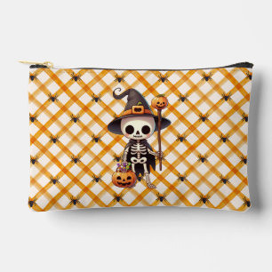 Cute, Whimsical Halloween skeleton Accessory Pouch