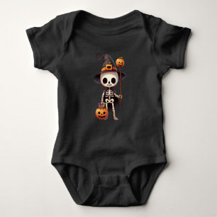 Cute, Whimsical Halloween skeleton Baby Bodysuit