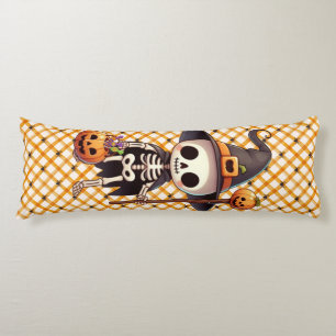 Cute, Whimsical Halloween skeleton Body Cushion