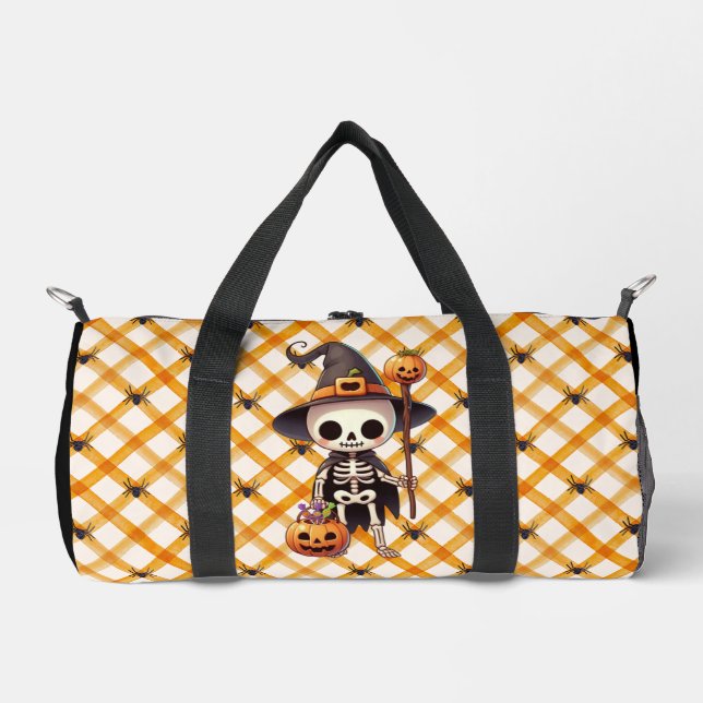 Cute, Whimsical Halloween skeleton Duffle Bag (Front)