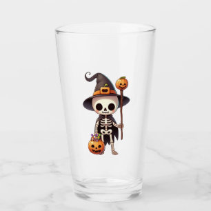 Cute, Whimsical Halloween skeleton Glass